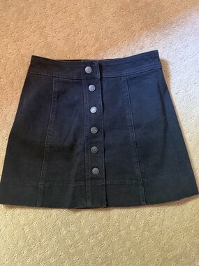 Madewell Black Button-Front Mini Skirt